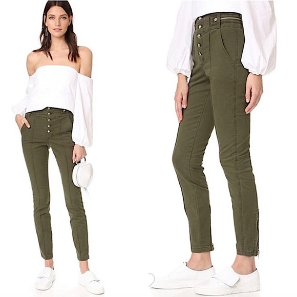 A.L.C. Pants - A.L.C. olive green Rowan button fly pants zipper